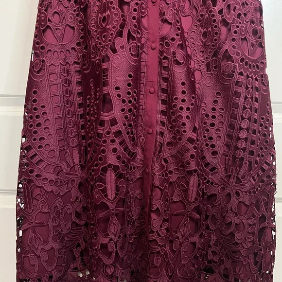 ANTONIO MELANI Burgundy Lace Midi Dress - Picture 5 of 13